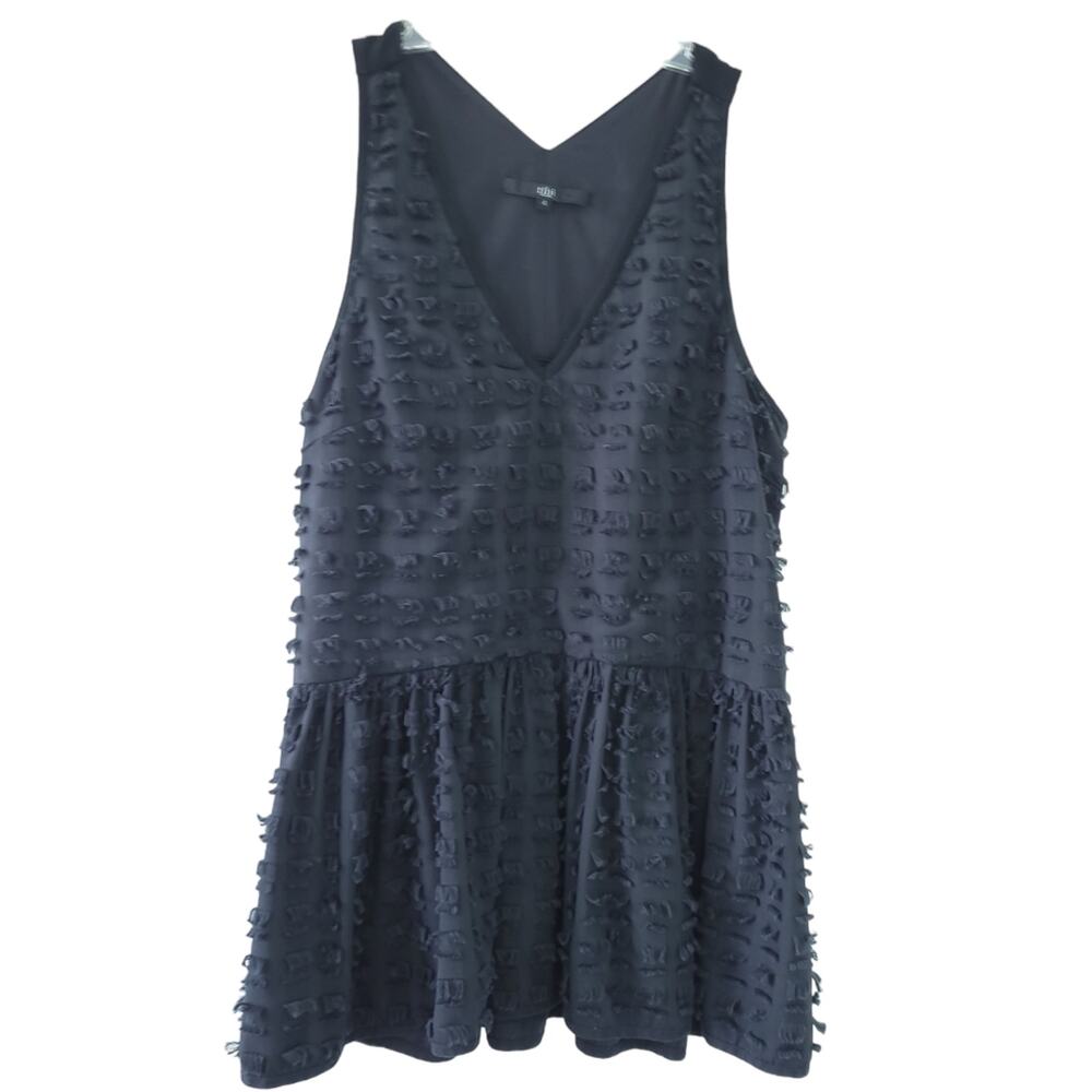 Tibi Sleeveless Blouse Size 4 Black Textured Summer Top Quiet Luxury Shirt